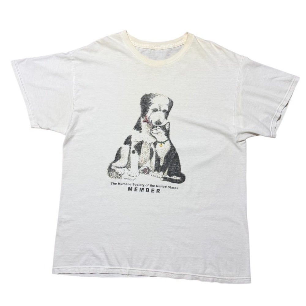 Vintage 90s Humane Society Cat Dog Cute Animal Puppy Kitty Art Graphic T-shirt
